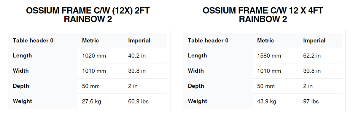 Ossium Frame cw 2'/4' dimension